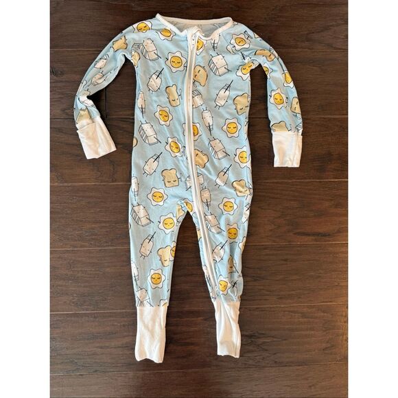 Little Sleepies Blue Breakfast One Piece Pajama 6-12 months - Picture 1 of 6